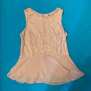 Pink Peplum Lace/sequinned Tank Top